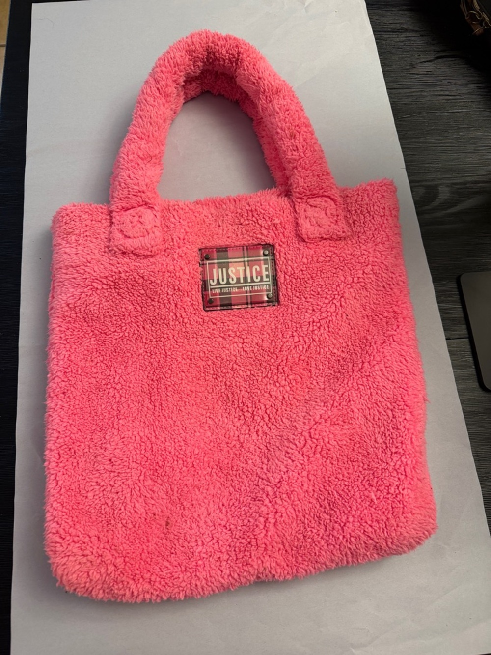 Justice Plush Hot Pink Sherpa Tote